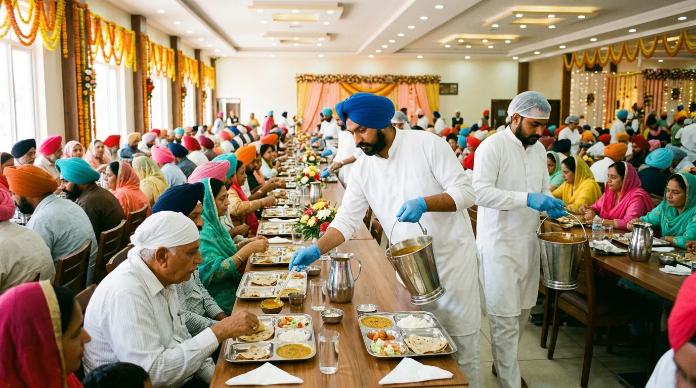 A Sikh wedding ceremony, where pure veg food is the custom