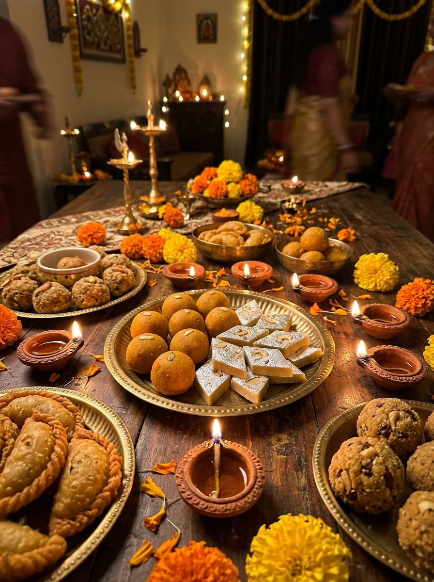 Food laid out for a festival gathering